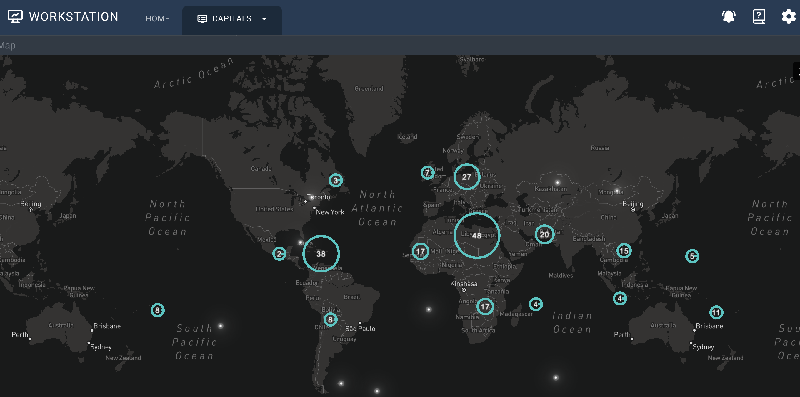 The data set as seen through the Interactive Map widget. Say hello to the world!